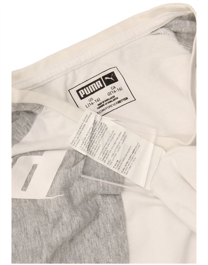 T-shirt grafica PUMA da ragazzo, 12-13 anni, grande, in cotone color block bianco