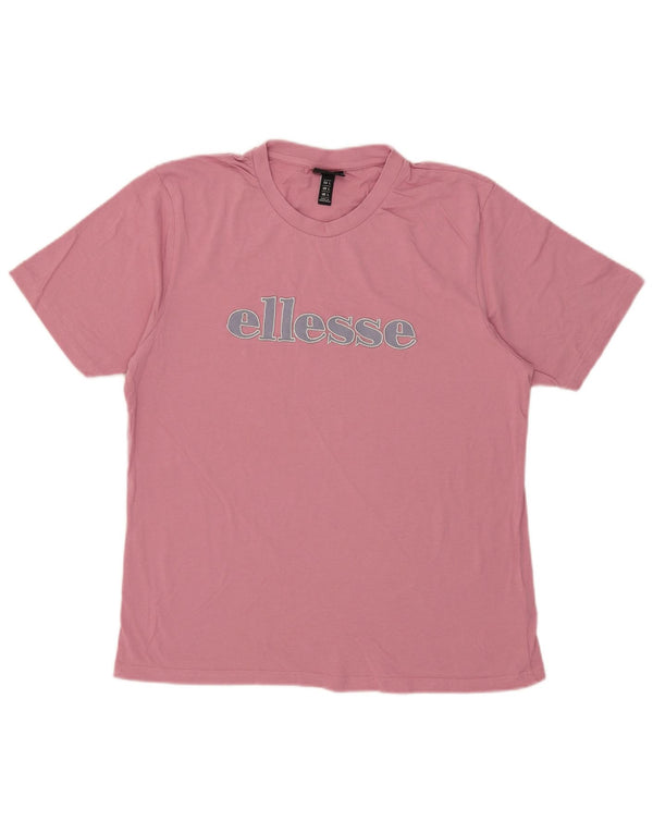 T-shirt grafica da donna Ellesse Top UK 16 grande cotone rosa