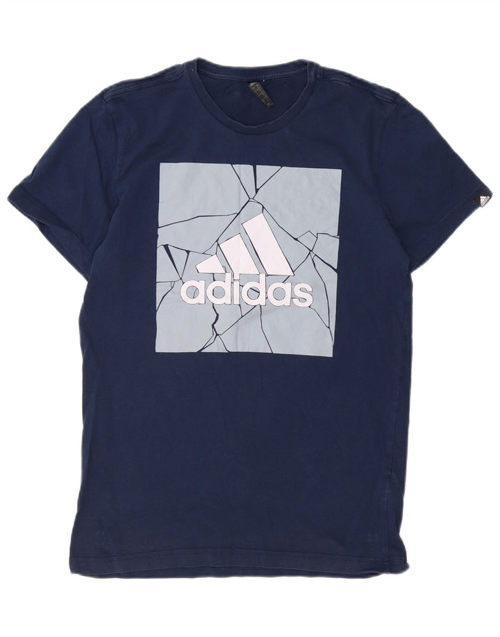 T-shirt grafica da uomo ADIDAS Top Small in cotone blu navy