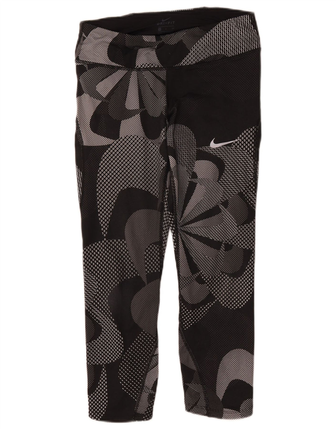 Leggings Capri grafici da donna Nike UK 8 piccoli poliestere floreale nero