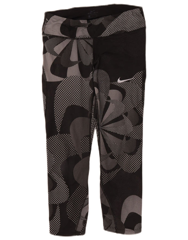 Leggings Capri grafici da donna Nike UK 8 piccoli poliestere floreale nero