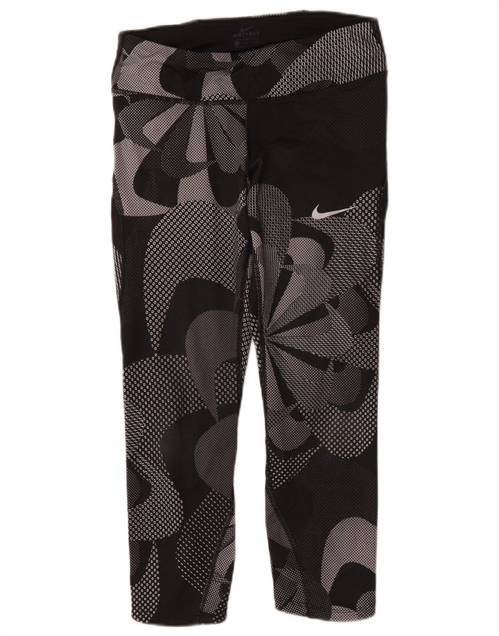Leggings Capri grafici da donna Nike UK 8 piccoli poliestere floreale nero