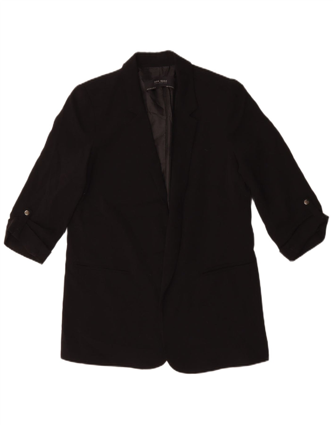 Giacca blazer aperta da donna con maniche a 3/4 Zara UK 14 media nera