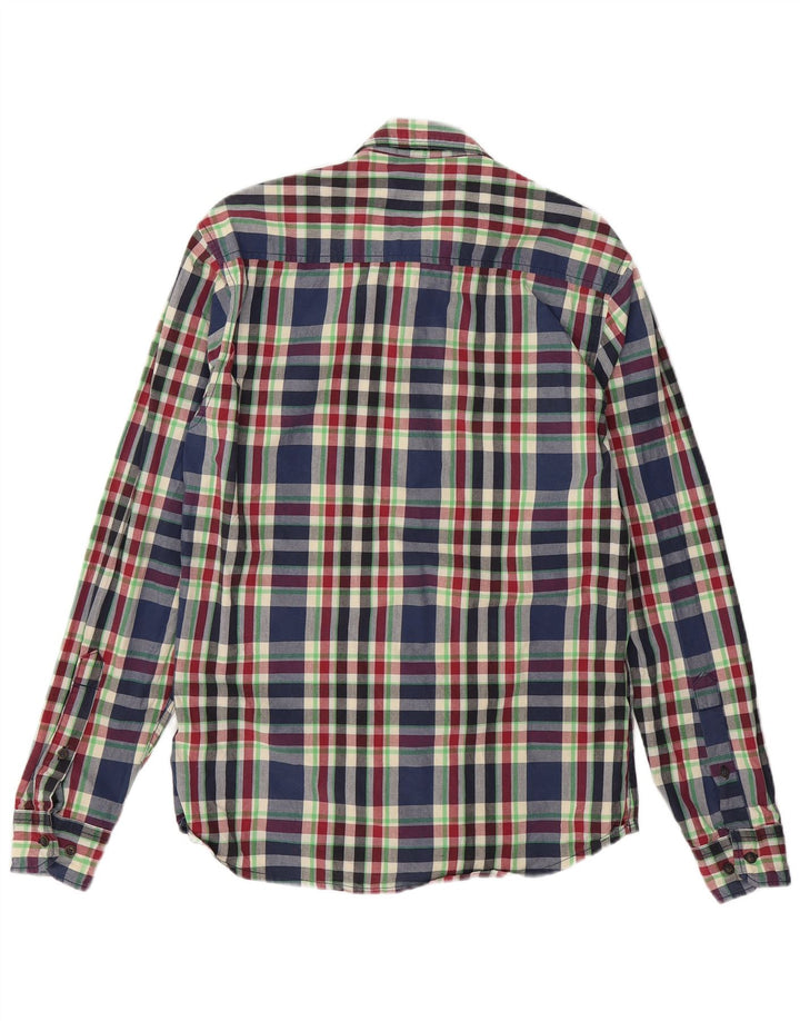 JACK & JONES Mens Shirt Medium Navy Blue Check Cotton