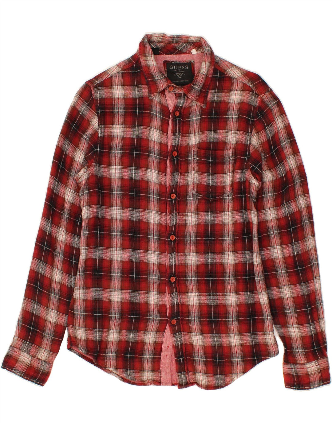 GUESS Womens Flannel Shirt IT 42 Medium Red Check Cotton Vintage Guess and Second-Hand Guess from Messina Hembry 