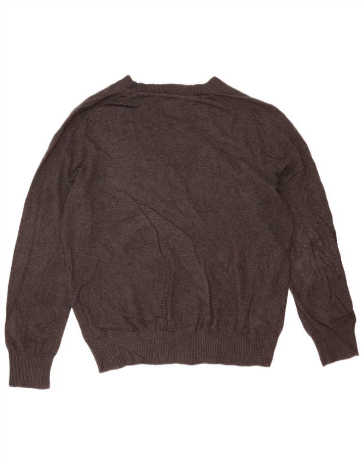 Maglione da uomo con scollo a V Eddie Bauer in cotone screziato grigio medio