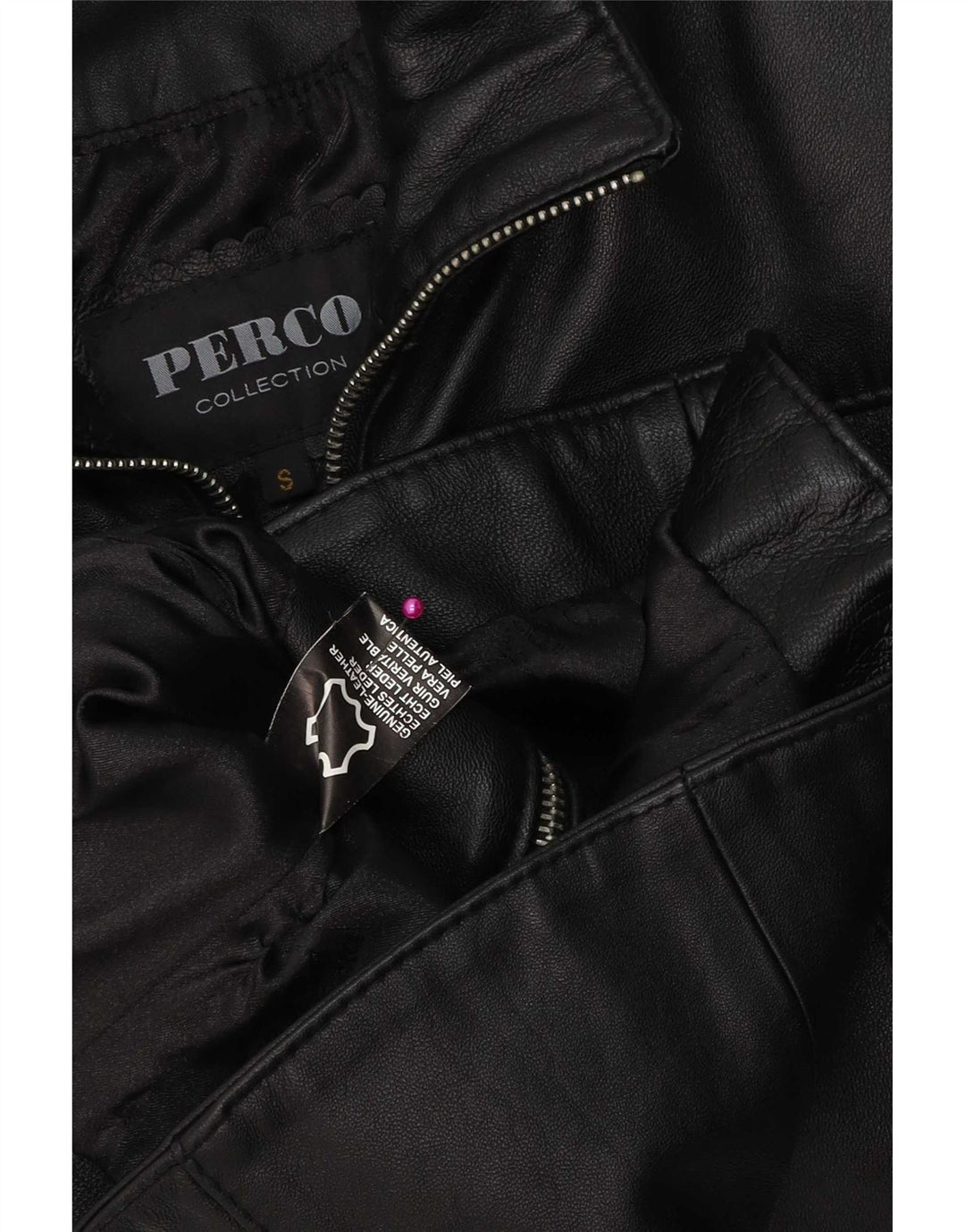 Giacca in pelle da donna vintage UK 10 piccola in pelle nera