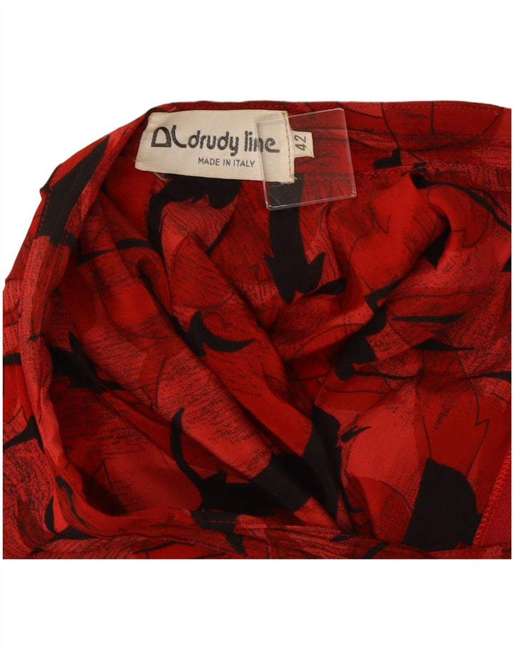 Gonna a pieghe vintage da donna con motivo astratto IT 42 media W26 rossa classica