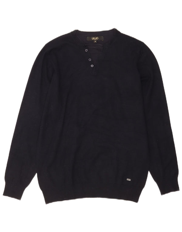 Maglione Liu Jo Uomo Scollo a V Viscosa Media Blu Navy