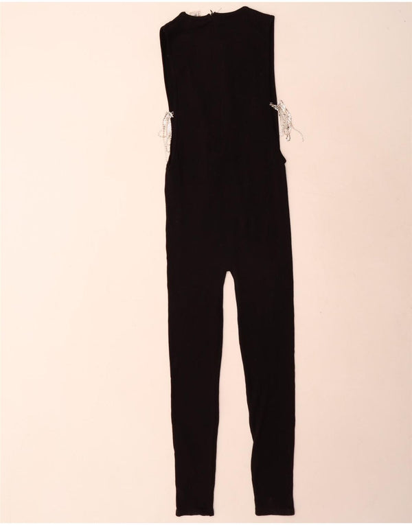 Zara Womens Sleeveless Jumpsuit UK 6 XS Black Polyamide