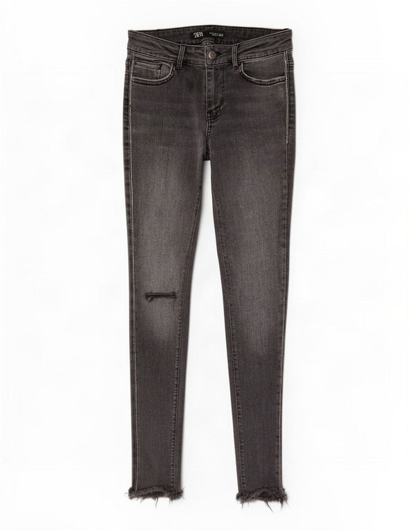 Jeans skinny effetto invecchiato da donna Zara EU 34 2XS W24 L27 cotone grigio