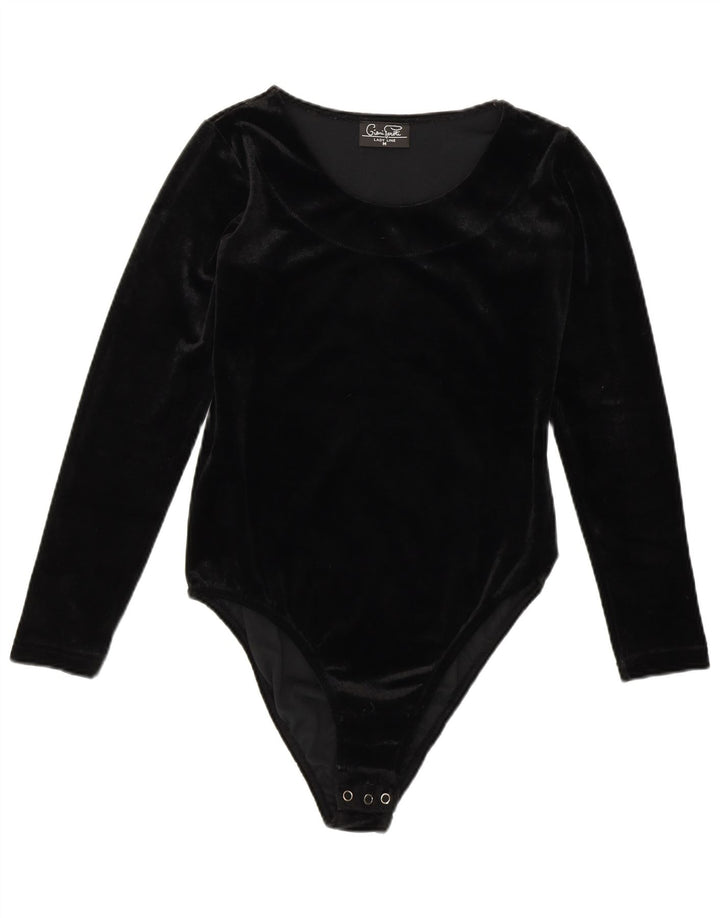 GIANI FEROTI Body in velluto da donna UK 14 poliestere nero medio