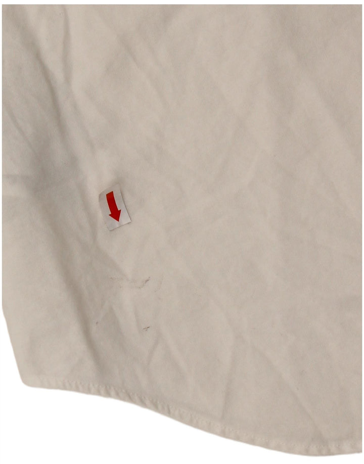 RALPH LAUREN Camicia a maniche corte da donna UK 16 Large Cotone bianco