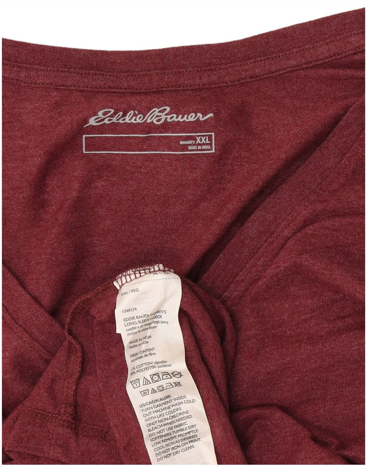 Eddie Bauer Top da donna a maniche lunghe UK 20 2XL Cotone bordeaux