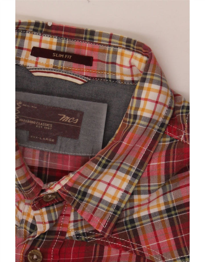 MARLBORO CLASSICS Camicia da uomo slim fit in flanella 3XL a quadri rossi