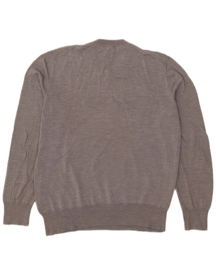 Hugo Boss Maglione da uomo con scollo a V XL in lana grigia