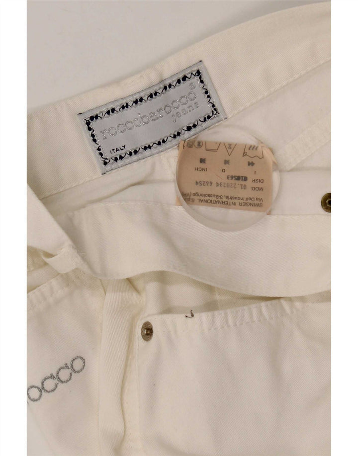 Pantaloni Capri a vita alta da donna Roccobarocco IT 44 Medium W26 L22 Bianco