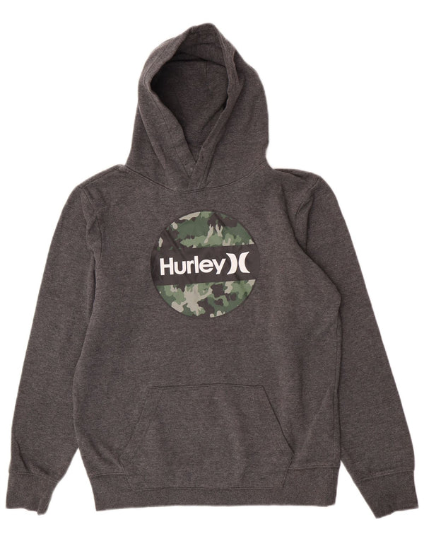 Felpa con cappuccio grafica Hurley per ragazzi 14-15 anni XL in cotone grigio