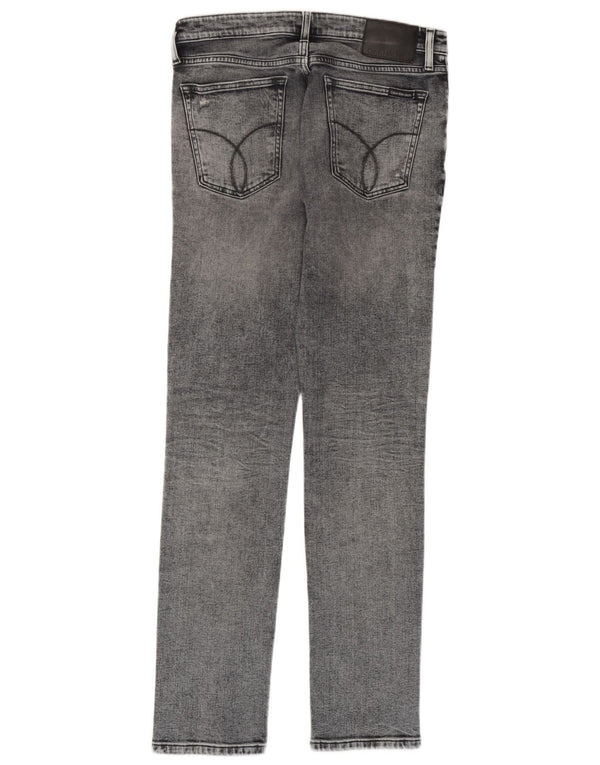 Jeans dritti affusolati invecchiati Calvin Klein da donna W30 L32 cotone grigio