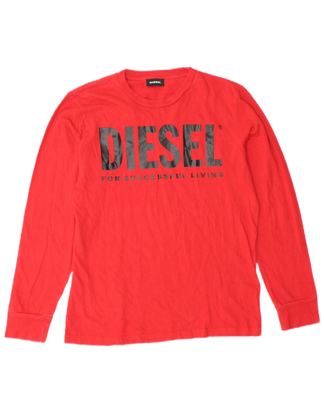 DIESEL Top grafico da ragazzo a manica lunga 11-12 anni in cotone rosso