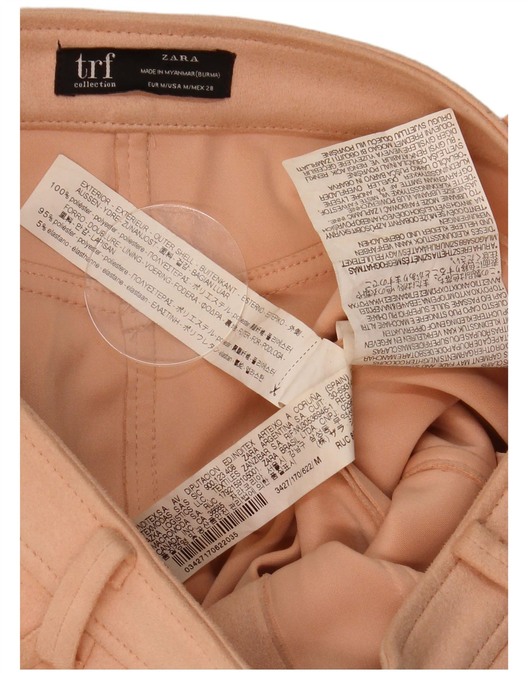 Minigonna da donna Zara media W28 L15 poliestere beige