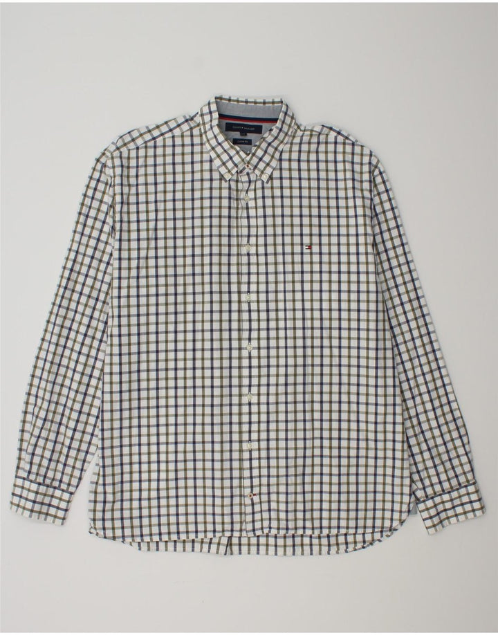Camicia da uomo su misura Tommy Hilfiger 2XL cotone a quadretti bianco