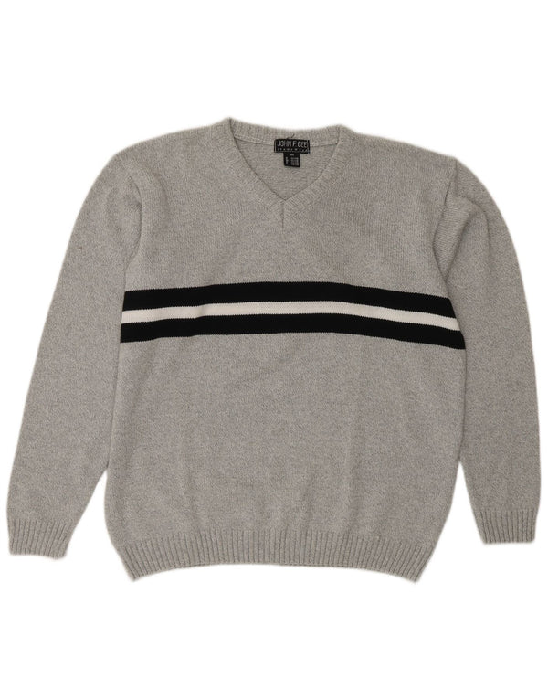Maglione da uomo con scollo a V John F Gee UK 40/42 Colore grigio medio