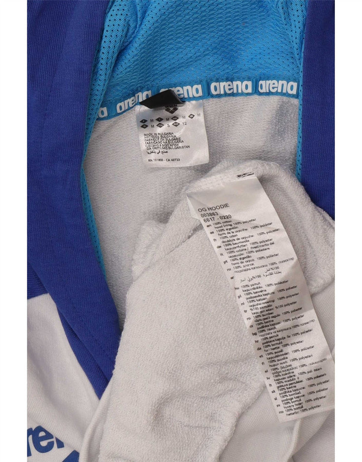 Felpa con cappuccio grafica da uomo Arena, cotone color block bianco medio