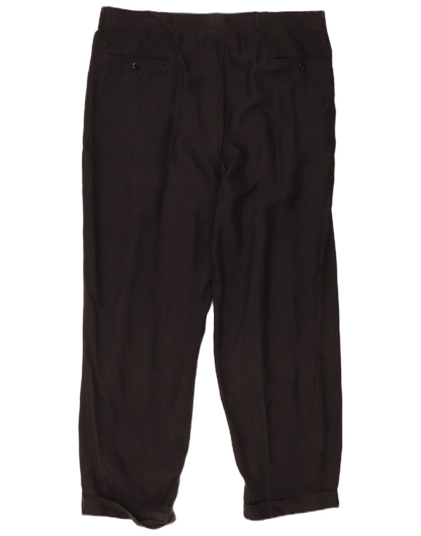 Pantaloni da abito con pegging da uomo Hugo Boss EU 56 3XL W40 L31 Seta nera classica