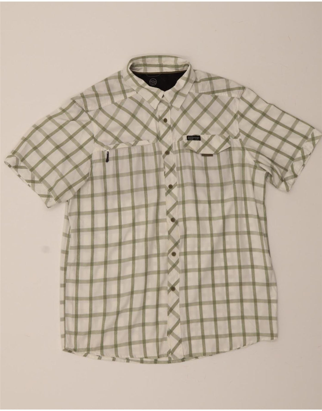 WRANGLER Mens Regular Fit Short Sleeve Shirt Large Green Check Polyester Vintage Wrangler and Second-Hand Wrangler from Messina Hembry 