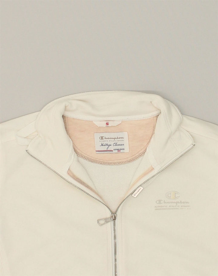 CHAMPION Womens Tracksuit Top Jacket Small White Cotton | Vintage Champion | Thrift | Second-Hand Champion | Used Clothing | Messina Hembry 