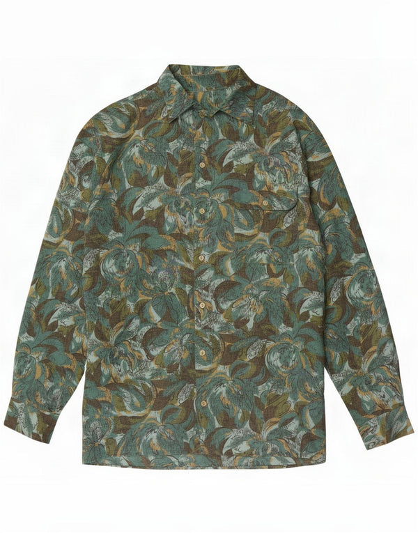 Camicia vintage da uomo XL verde floreale