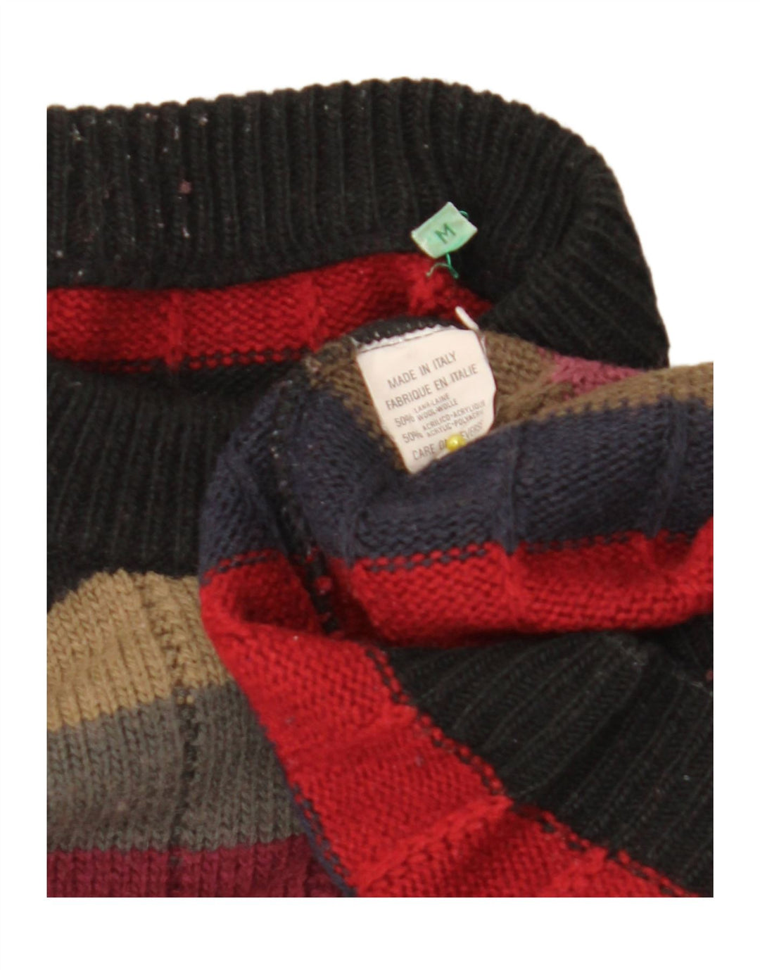 Maglione maglione girocollo grafico da uomo vintage a righe multicolori