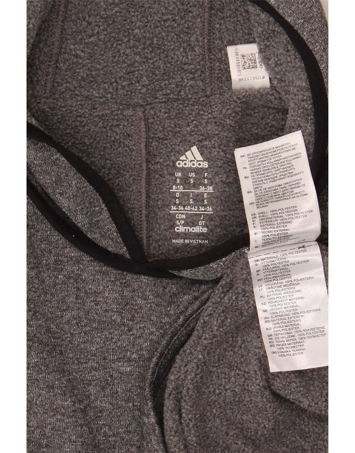 Maglione con cappuccio Adidas Climalite da donna UK 8/10 piccolo poliestere grigio