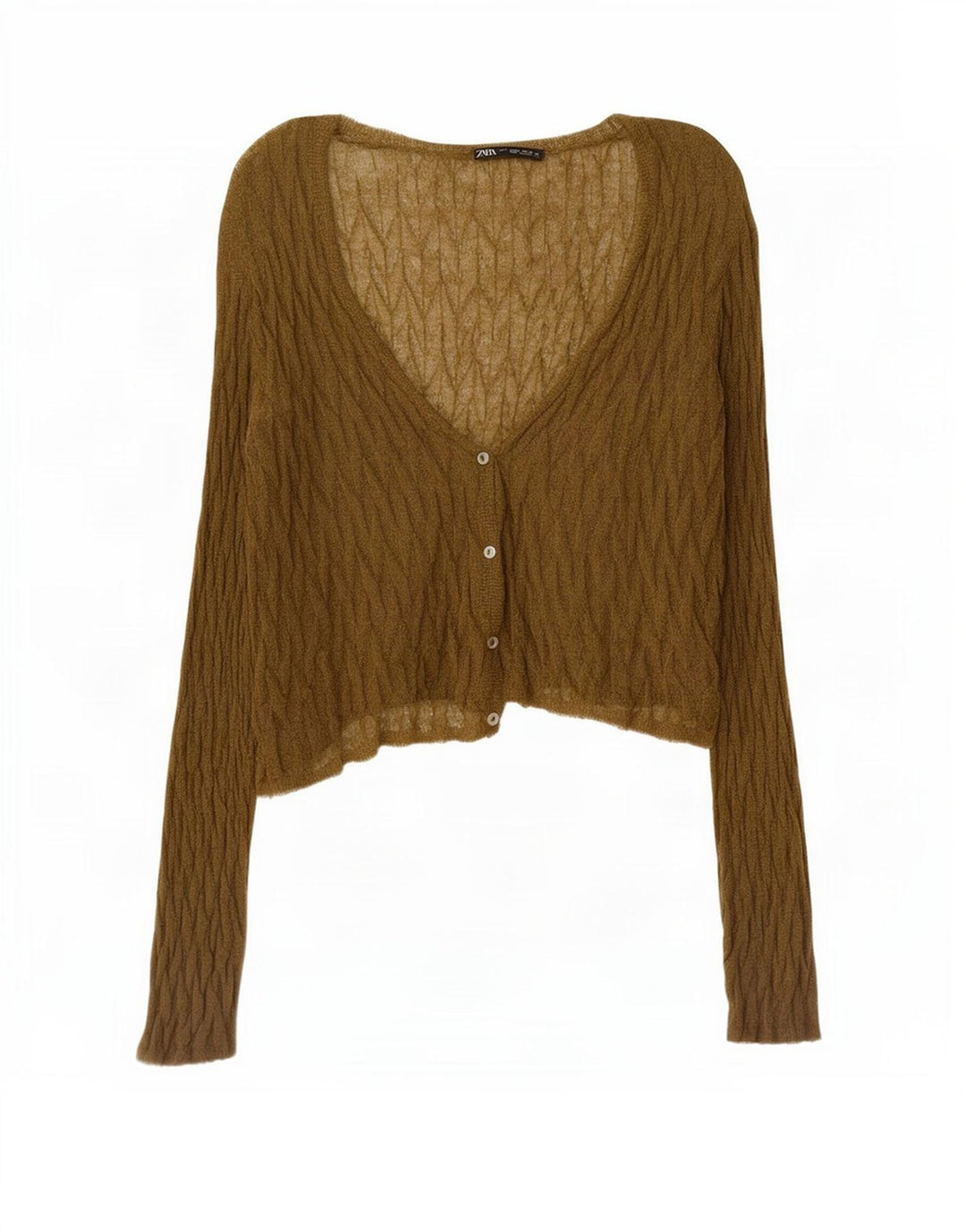 Top cardigan oversize corto da donna Zara UK 10 piccolo kaki