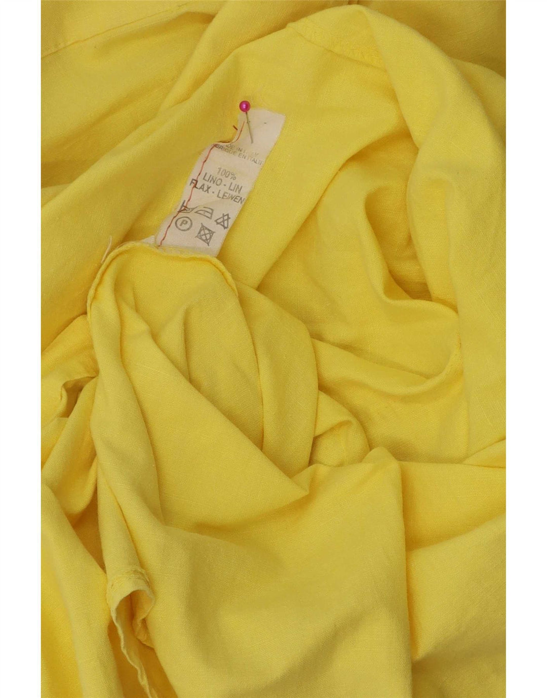 Camicia a maniche corte grafica vintage da uomo in lino giallo medio