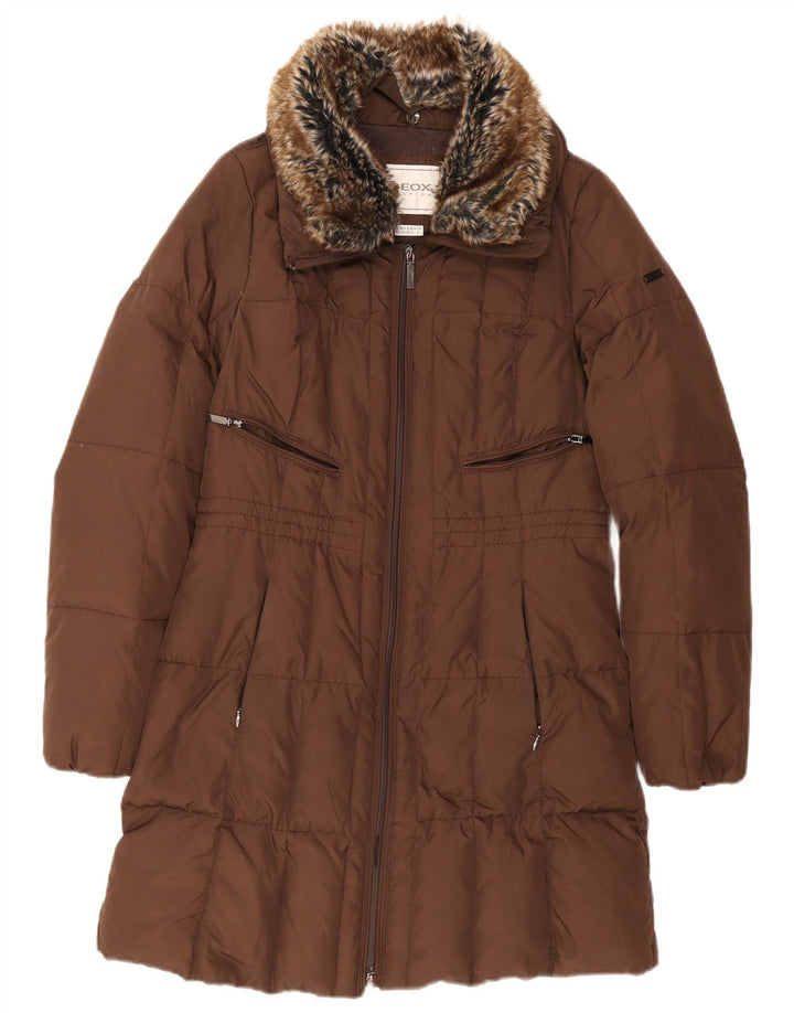 Cappotto imbottito da donna Geox UK 8 Small Marrone Poliestere