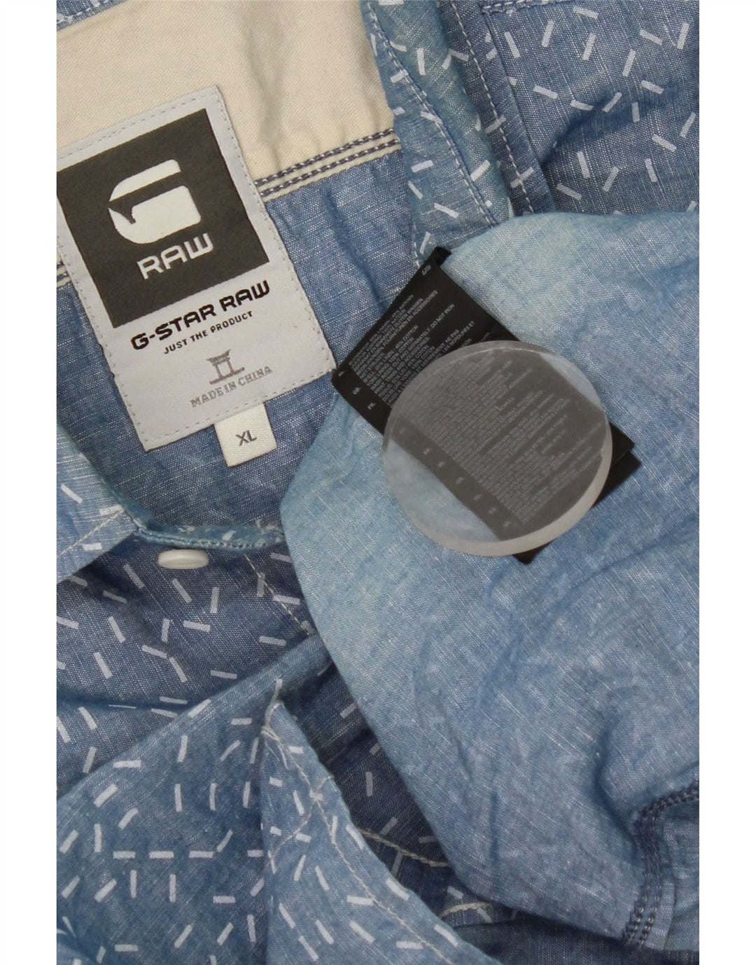Camicia da uomo G-Star XL Lino maculato blu