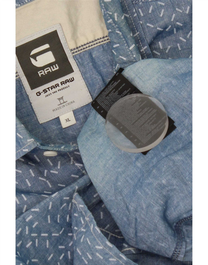 Camicia da uomo G-Star XL Lino maculato blu