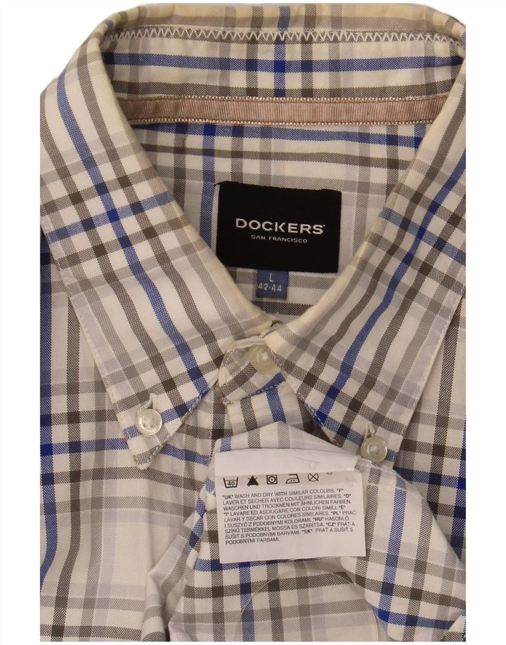 Camicia da uomo Dockers taglia 42/44 grande cotone a quadri multicolore
