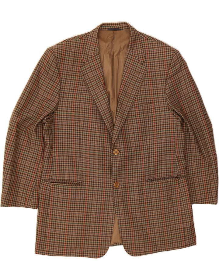 LEBOLE Mens 2 Button Blazer Jacket UK 40 Large Brown Check Vintage Lebole and Second-Hand Lebole from Messina Hembry 