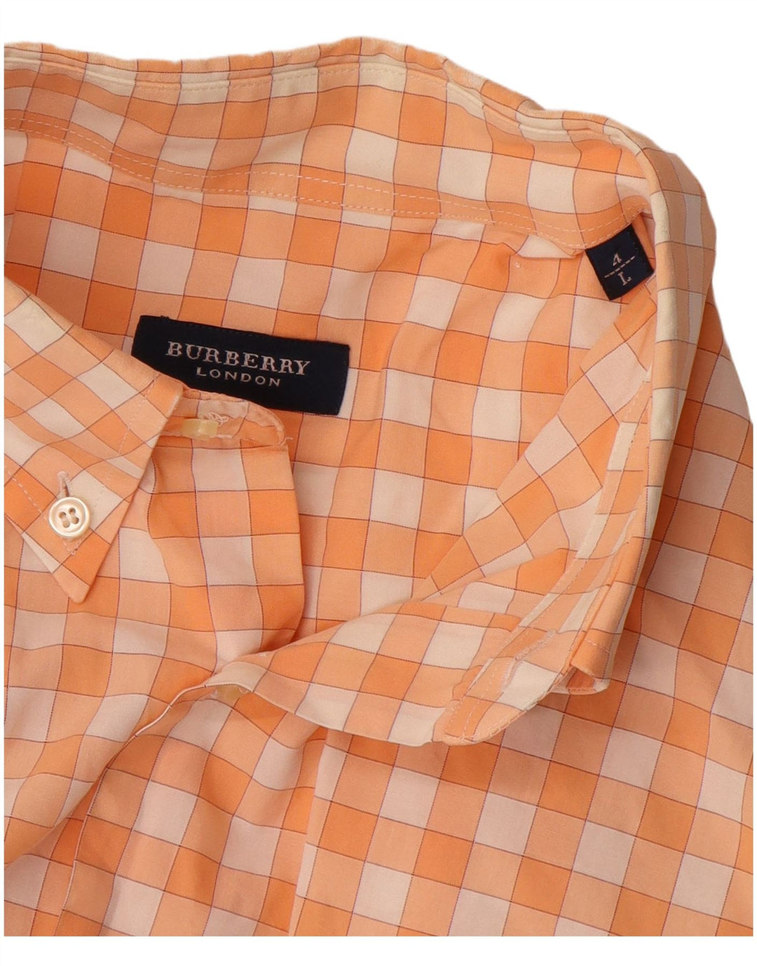 Camicia a maniche corte da uomo Burberry Large in cotone a quadretti arancione