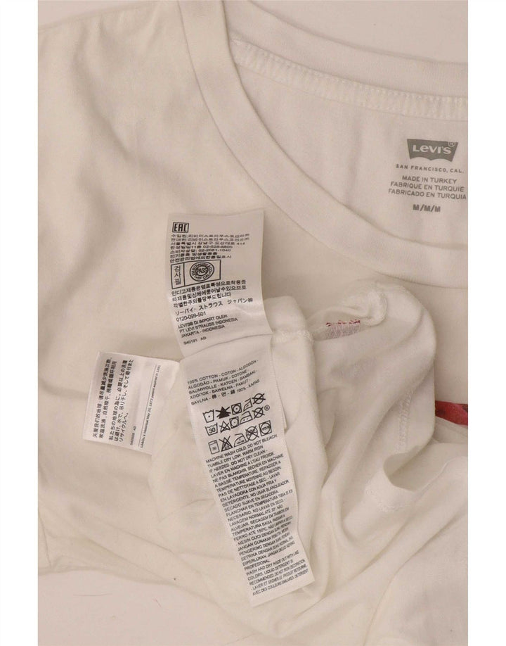 T-shirt grafica da donna Levi's Top UK 12 cotone bianco medio