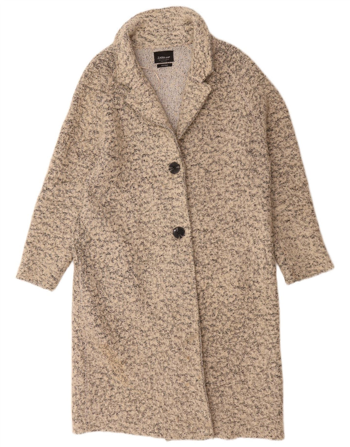 Soprabito oversize da donna Zara UK 10 piccolo in lana screziata beige