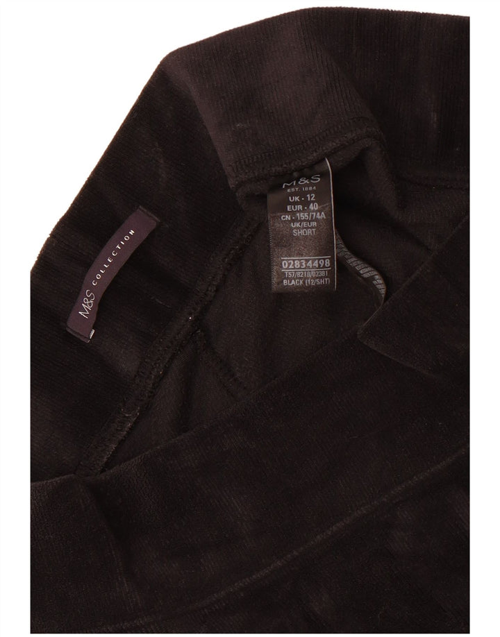 Leggings corti in velluto da donna Marks & Spencer UK 12 poliestere nero medio