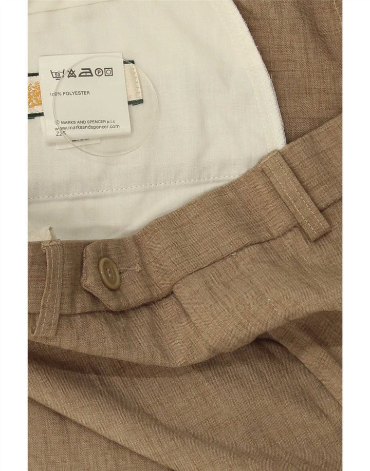 Pantaloni da abito dritti da uomo Marks & Spencer W38 L27 Poliestere beige