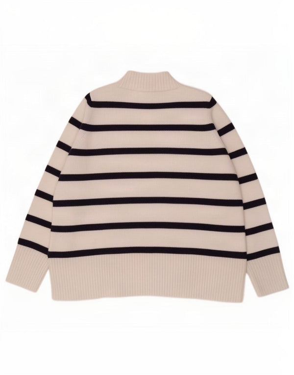 Maglione maglione da donna con collo alto Gap UK 18 XL cotone a righe bianche