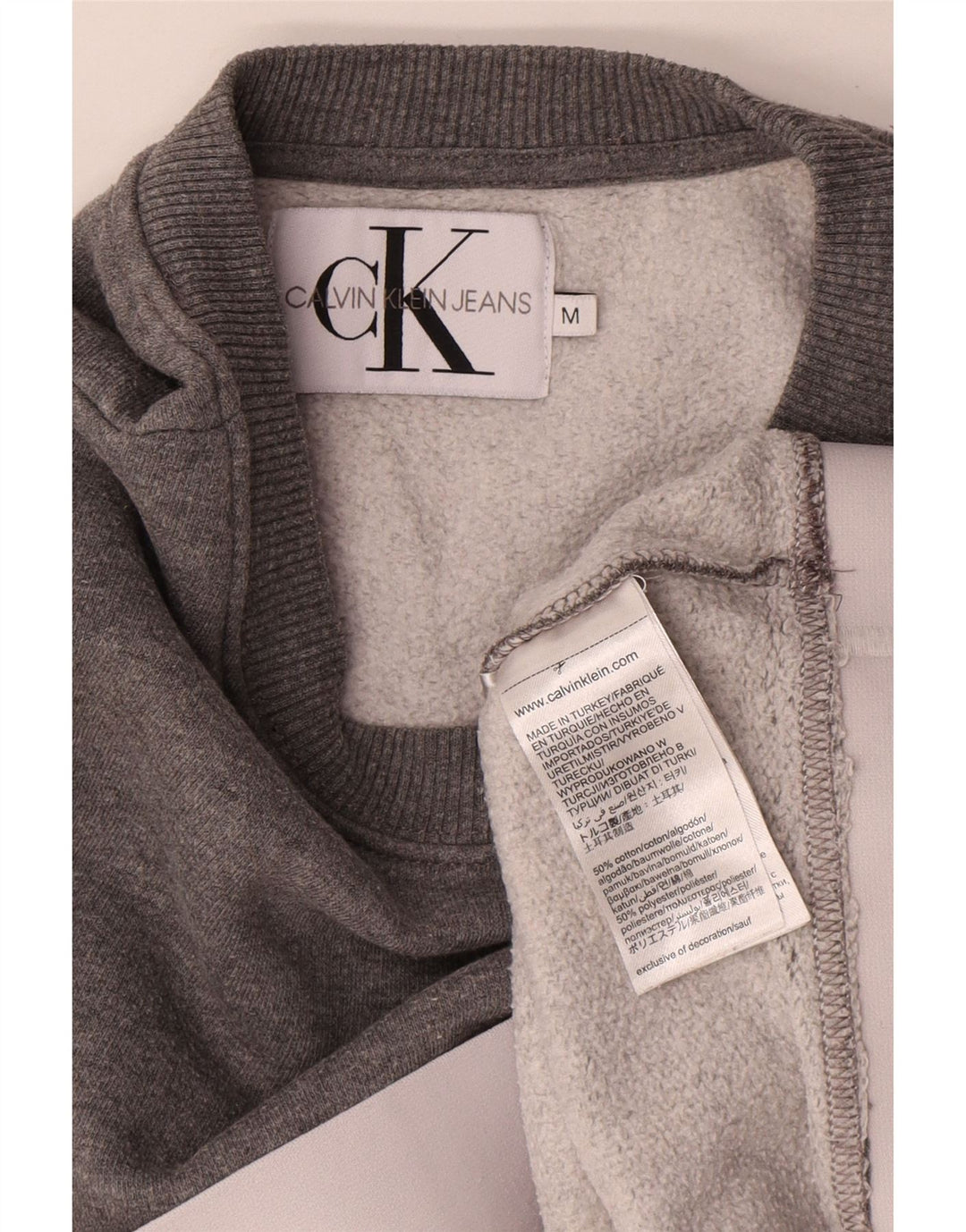 Calvin Klein Jeans Donna Crop Felpa Maglione UK 14 Grigio medio