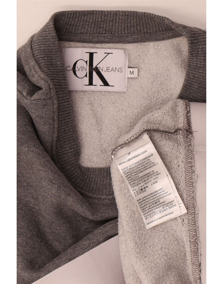 Calvin Klein Jeans Donna Crop Felpa Maglione UK 14 Grigio medio