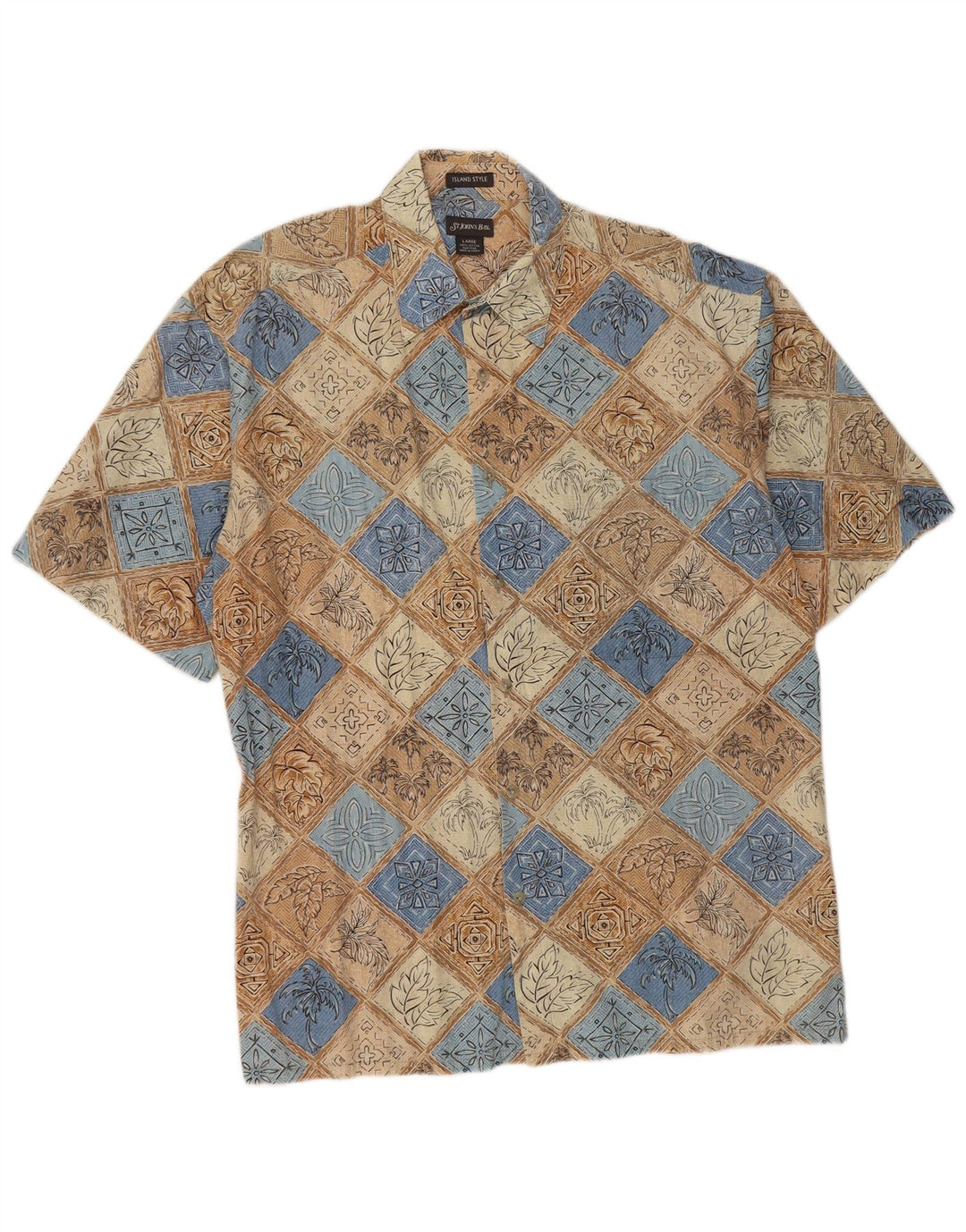 Camicia a maniche corte da uomo St John's Bay grande cotone geometrico beige